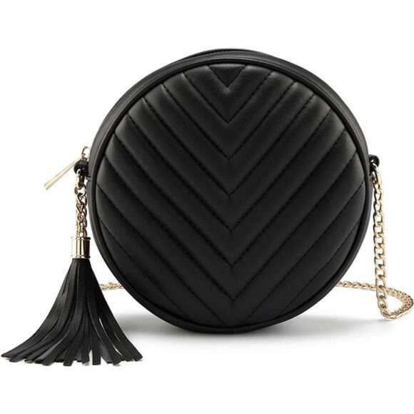 Shoulder Bag Circle Tassel Purse Clutch PU leather Handbag Wallet With Chain - Picture 1 of 6